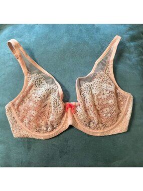 NWT Victoria’s Secret Body By Victoria Unlined Peach Lace Demi Sz 34DD